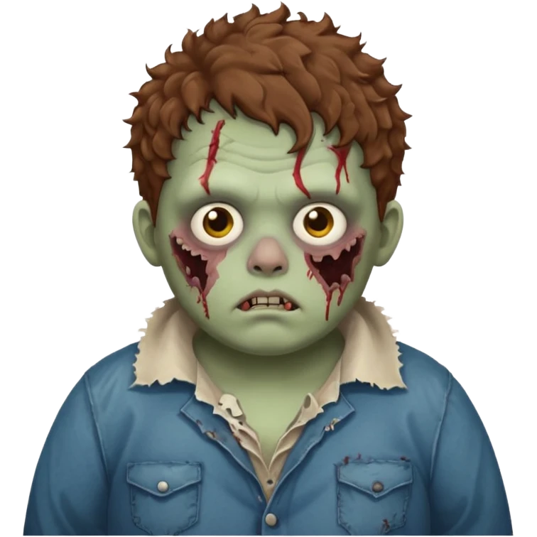 a zombie boy with brown curly hair and a fat double chin emoji