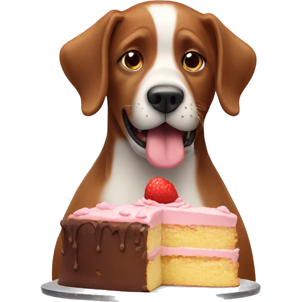 Dog eating cake emoji
