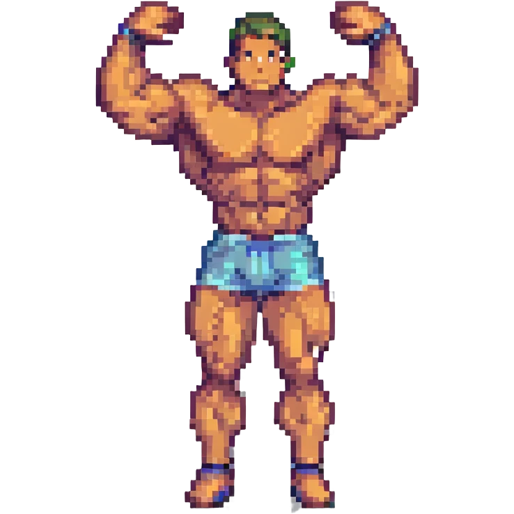 body builder, pixel art style emoji