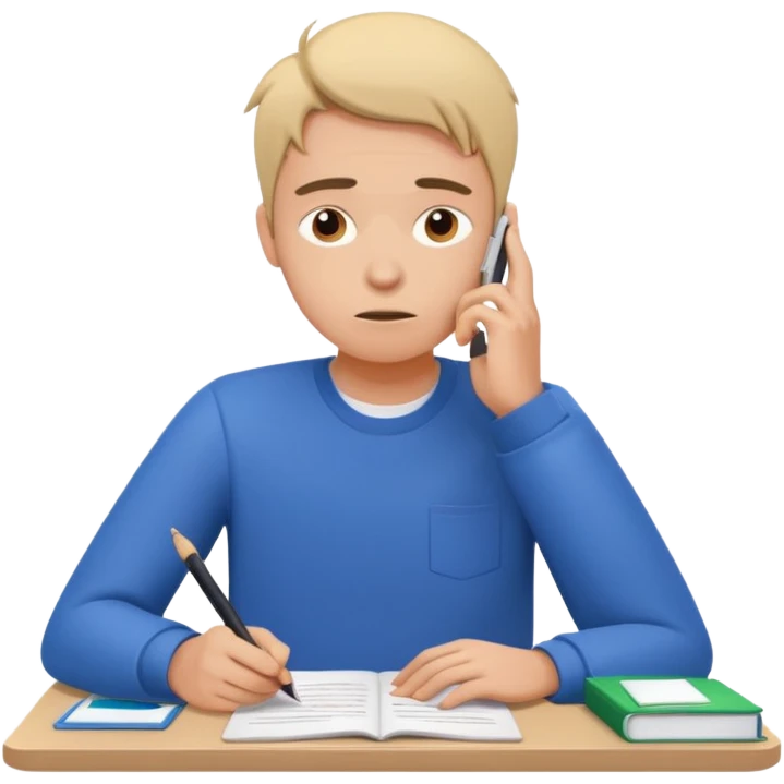 student stressed while writing a cv. in google/android style, which features clean and modern look and generally flat colours. youve given an apple style emoji. that shit be ugly as fuck. dont do that emoji