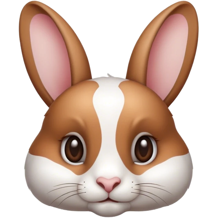 Cinematic Noble White and Brown Rabbit Portrait Emoji, Poised and regal, with a balanced, compact build and a beautifully patterned fur of pristine white accented by rich brown patches, long, alert ears and deep-set soulful eyes, Simplified yet sharp and sophisticated features, highly detailed, glowing with a soft, dignified glow, high shine, intelligent and gentle, stylized with an air of refined charm, focused and attentive, soft glowing outline, capturing the essence of a watchful and confident companion, so majestic it feels as though it could hop out of the screen with effortless authority! emoji