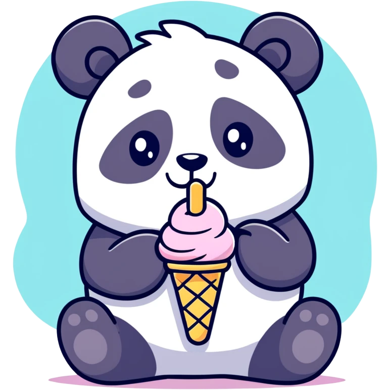 Panda eating ice cream emoji