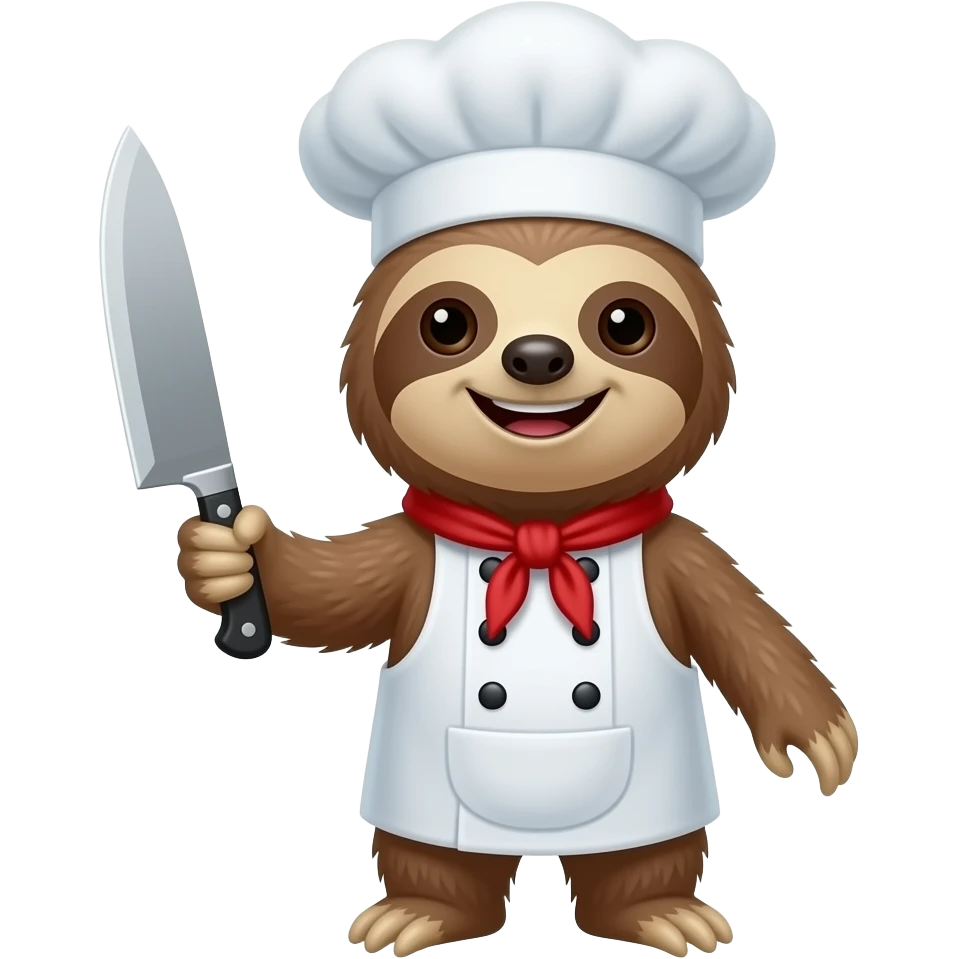 smiling sloth chef's knife emoji