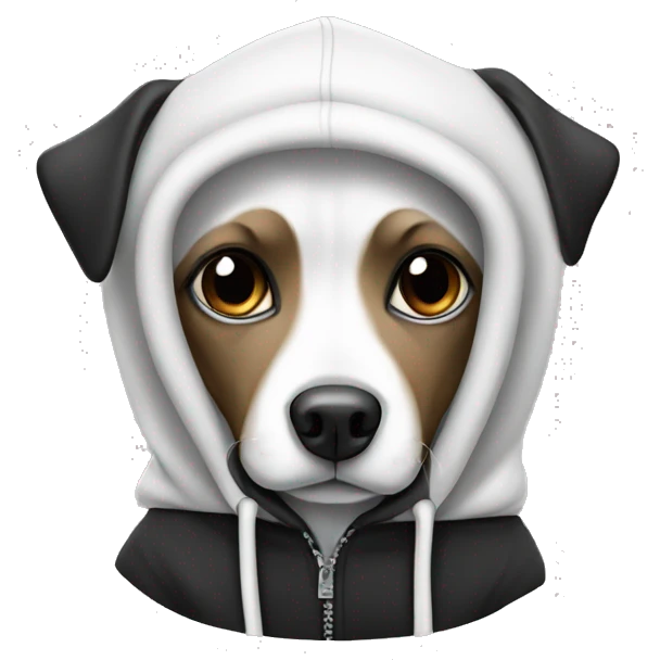 White and black dog in a hoodie emoji