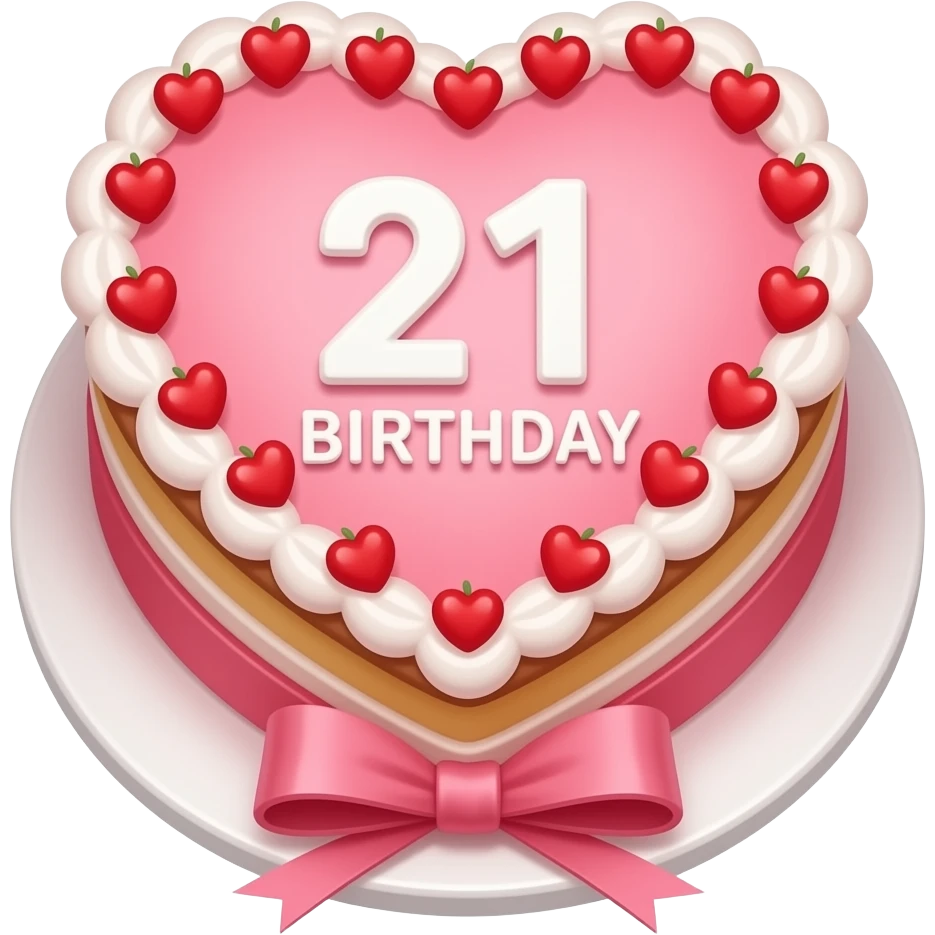 heart shaped 21st birthday cake emoji