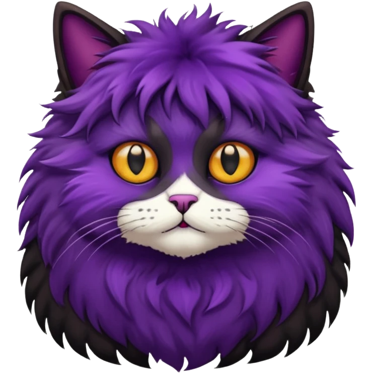 Hairy cat with aubergine emoji