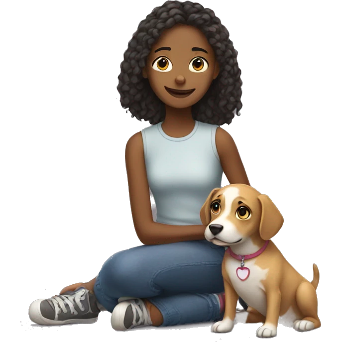 girl with dog indoors emoji