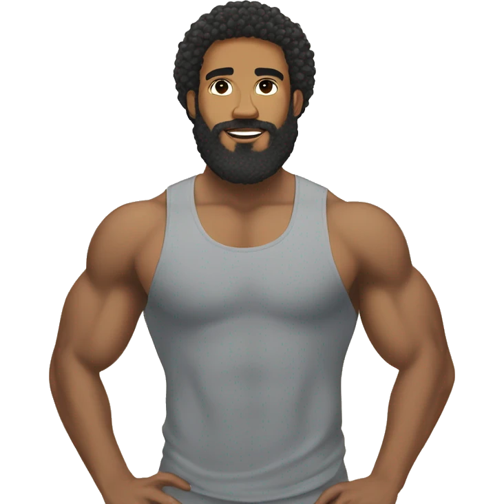 Lightskin man with Beard and afro in the gym  emoji