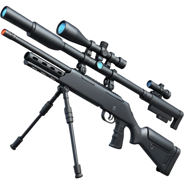high-tech mini ICBM sniper rifle, elongated barrel, multiple gadgets and digital displays emoji