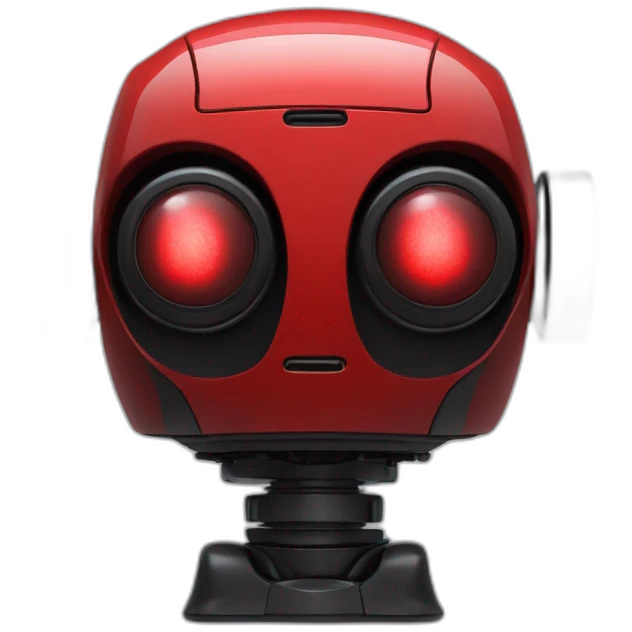 red robot with a black domed display head and red eyes emoji