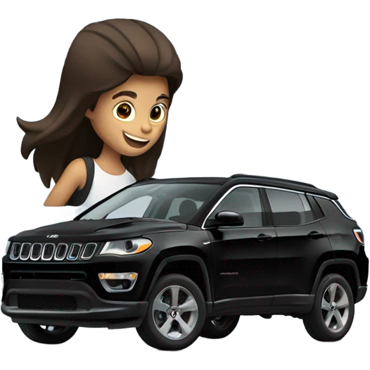 Black jeep compass driven by pretty brunette girl emoji