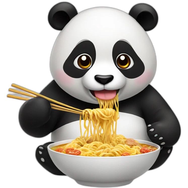 panda eating ramen emoji