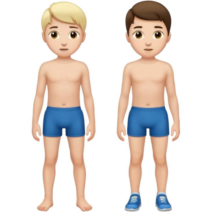 A boy with no pants behind a girl  emoji