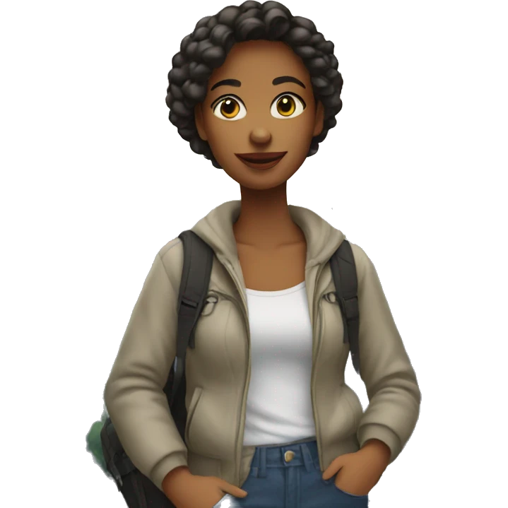young woman tourist in a big city emoji