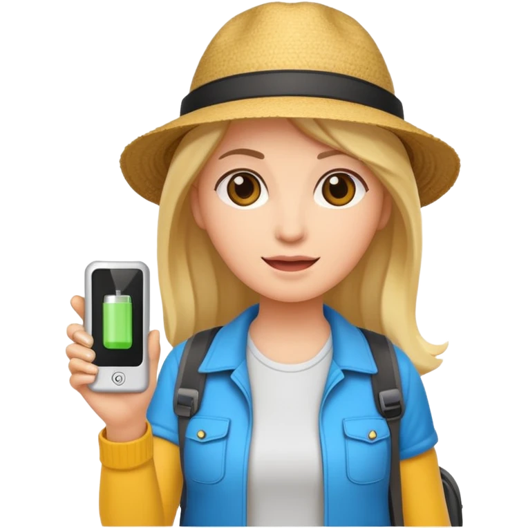 tourist woman holding powerbank emoji