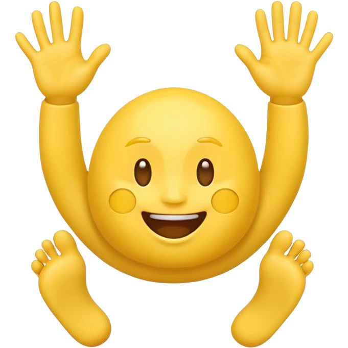 Yellow emoji face with palms on cheeks and feet kicking in air emoji