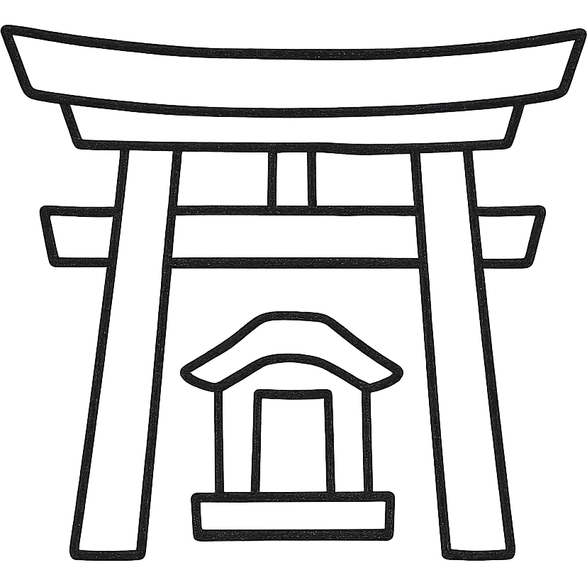 shinto shrine, hand drawn icon style emoji