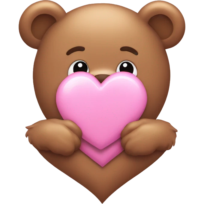 Pink heart with bear emoji