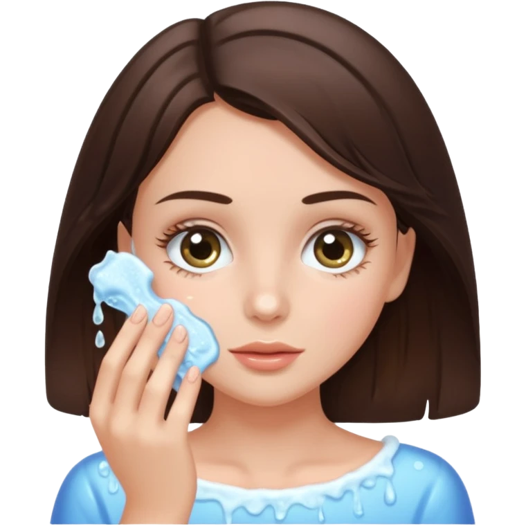 Brunette girl washing her lashes emoji