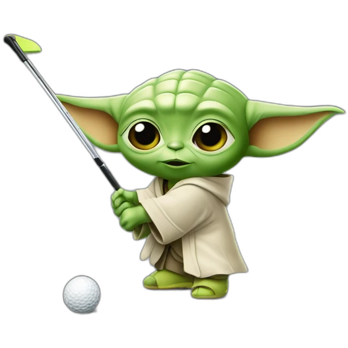 Bébé yoda qui joue au golf emoji