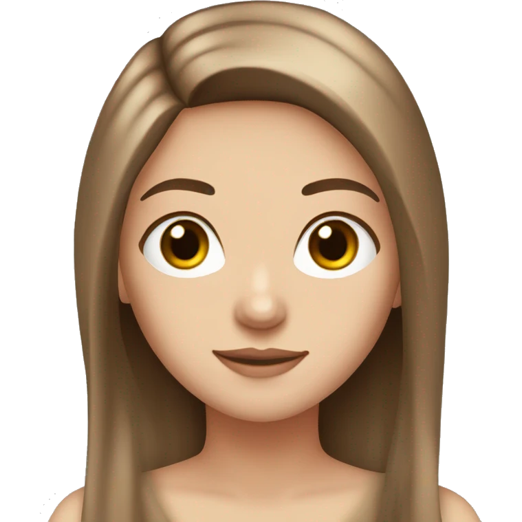 white girl, long brown straight hair, brown eyes  emoji