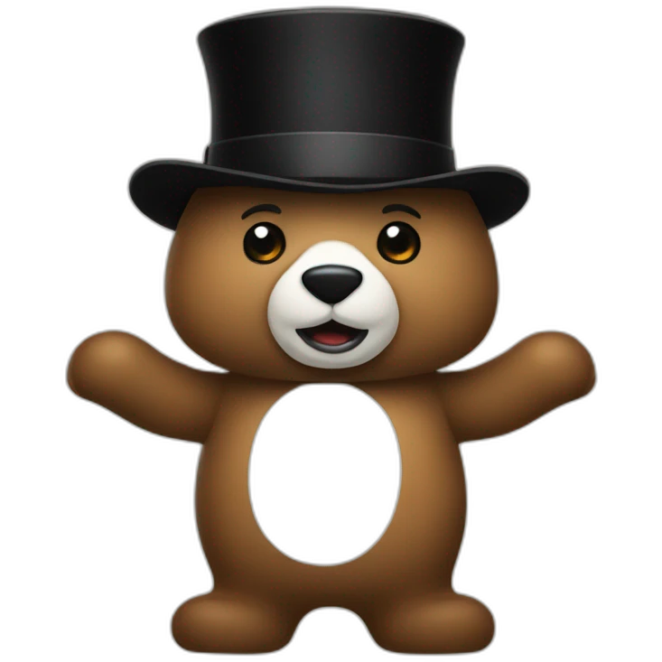 A bear with a black top hat that's an amotronics emoji