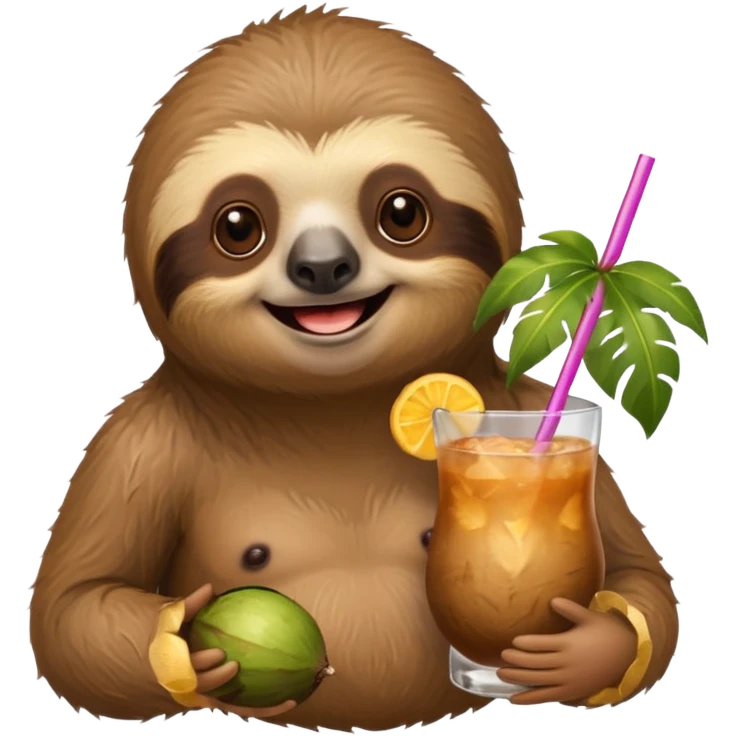 Ленивец с коктейлем из кокоса  emoji