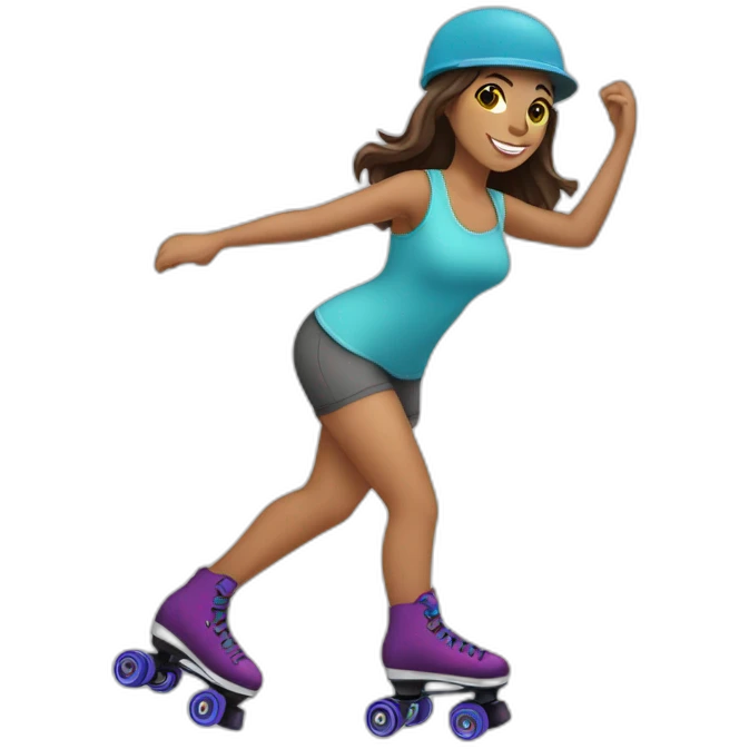 Travel loving roller skating brunette woman emoji
