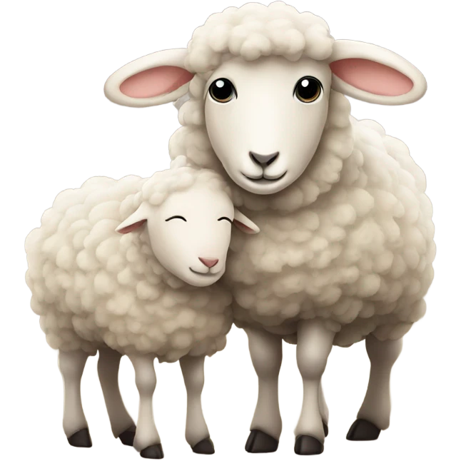 Sheep hugs little sheep emoji