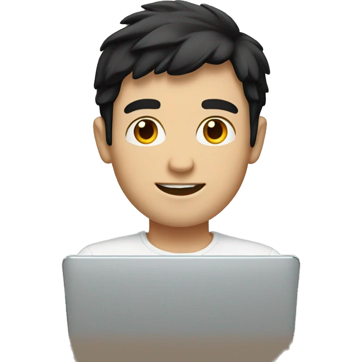 white guy in a laptop with black hair emoji