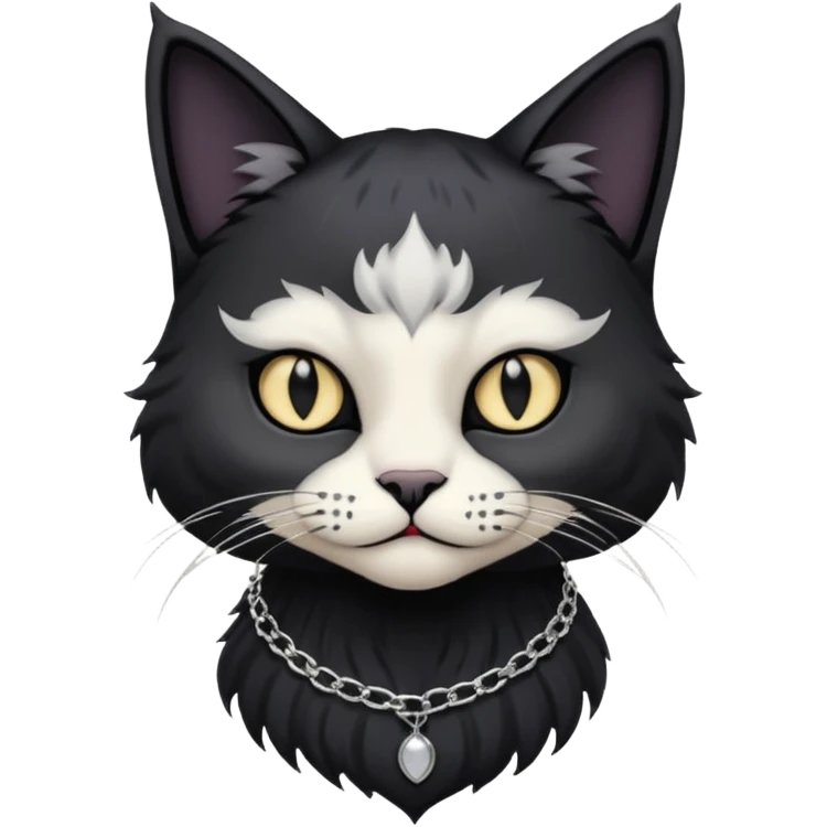Goth cat with silver item  emoji