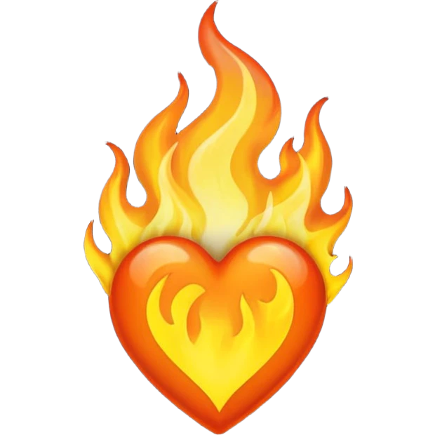 black heart with a flame emoji