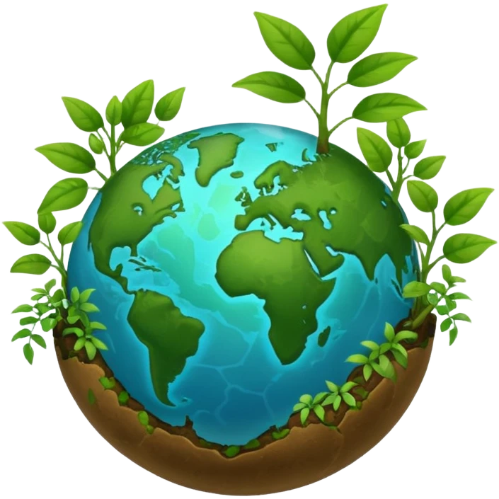 globe with plants sprouting all over it emoji