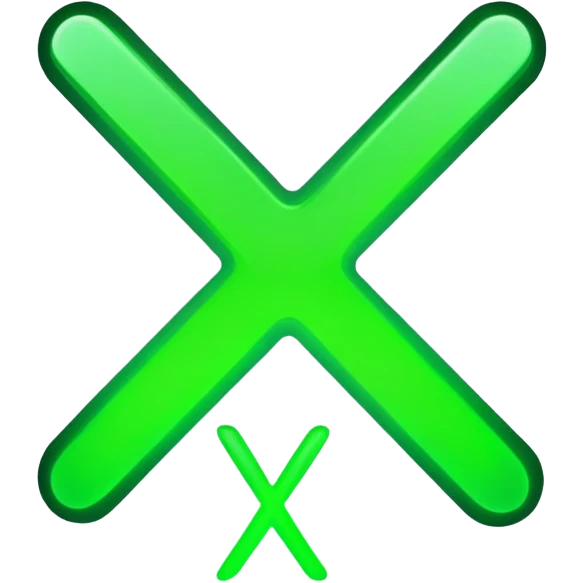 Green X sign with glowing effect emoji