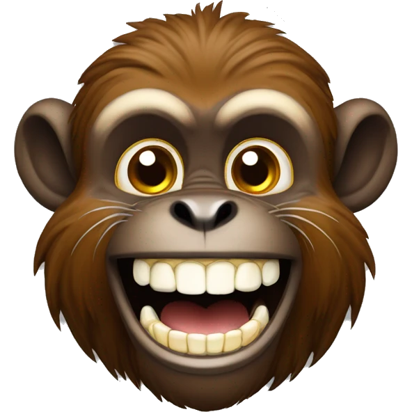 Macaco tipo mico marrom sorrindo com dentes a mostra emoji
