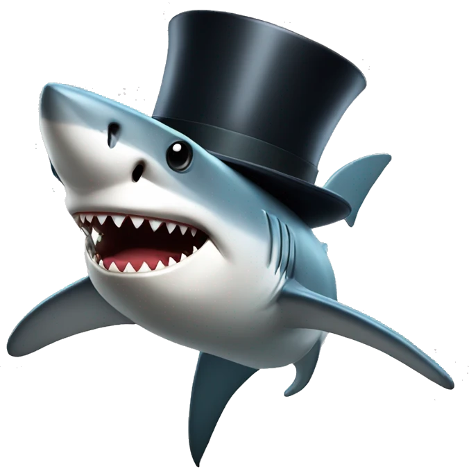 Shark with a top hat emoji