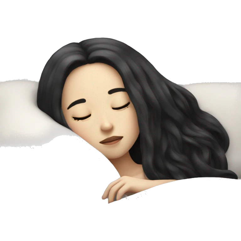 pale girl with long black hair sleeping  emoji