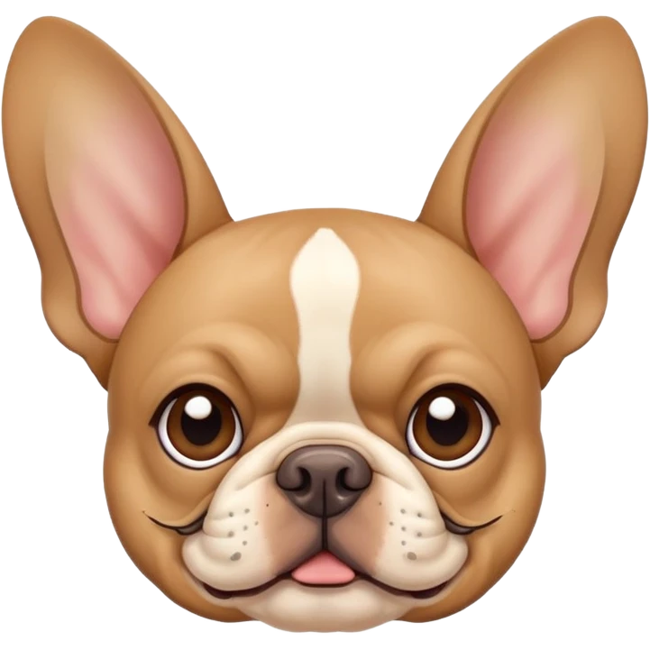 tan french bulldog head with distinctive bat ears and flat nose emoji