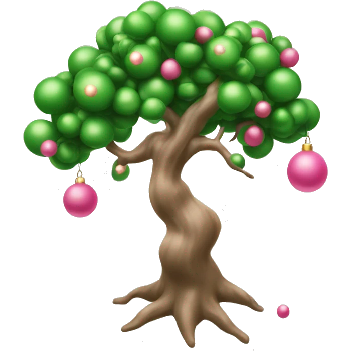 Albero di Natale verde con palline rosa emoji