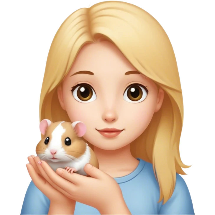 realistic portrait of a girl holding a hamster emoji