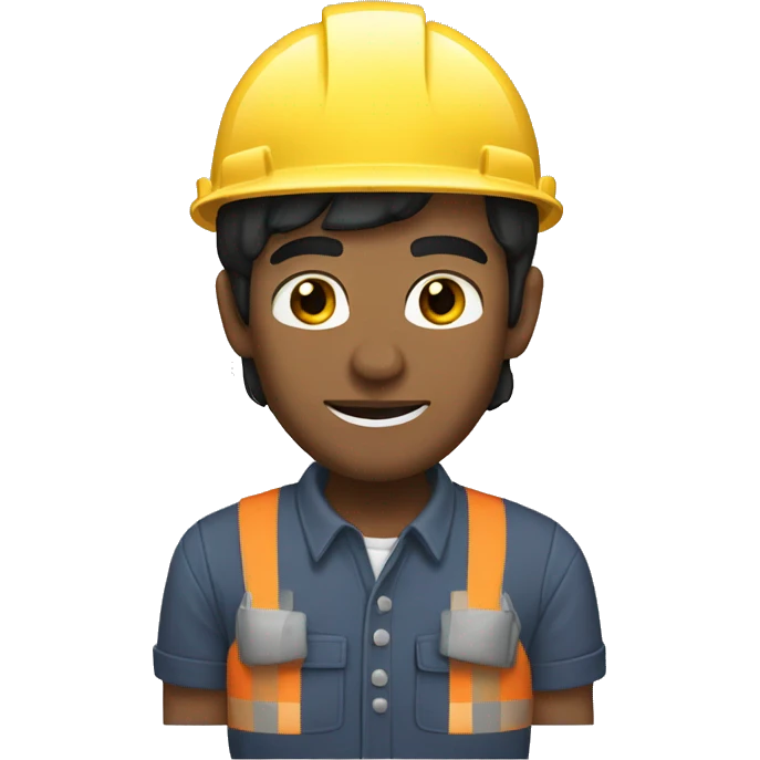 Black-haired builder, black eyes, no beard, square face. emoji
