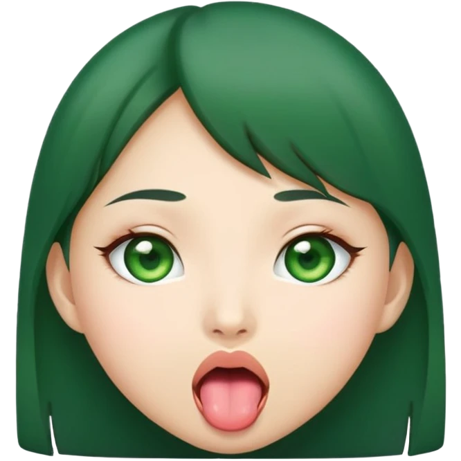 Asian girl with green eyes sticking out tongue emoji