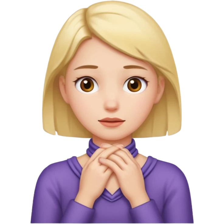 girl holding her neck with her hands emoji