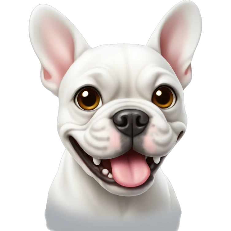 White french bulldog with snaggle tooth emoji