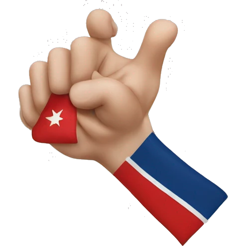 a split thumb emoji with hungry flag color emoji