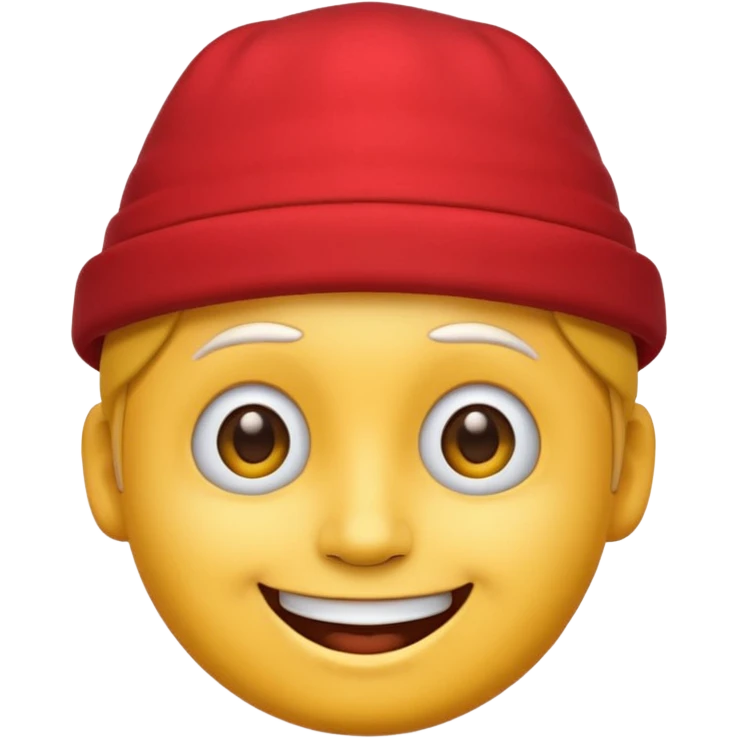 make a yellow face emoji with a red hat emoji