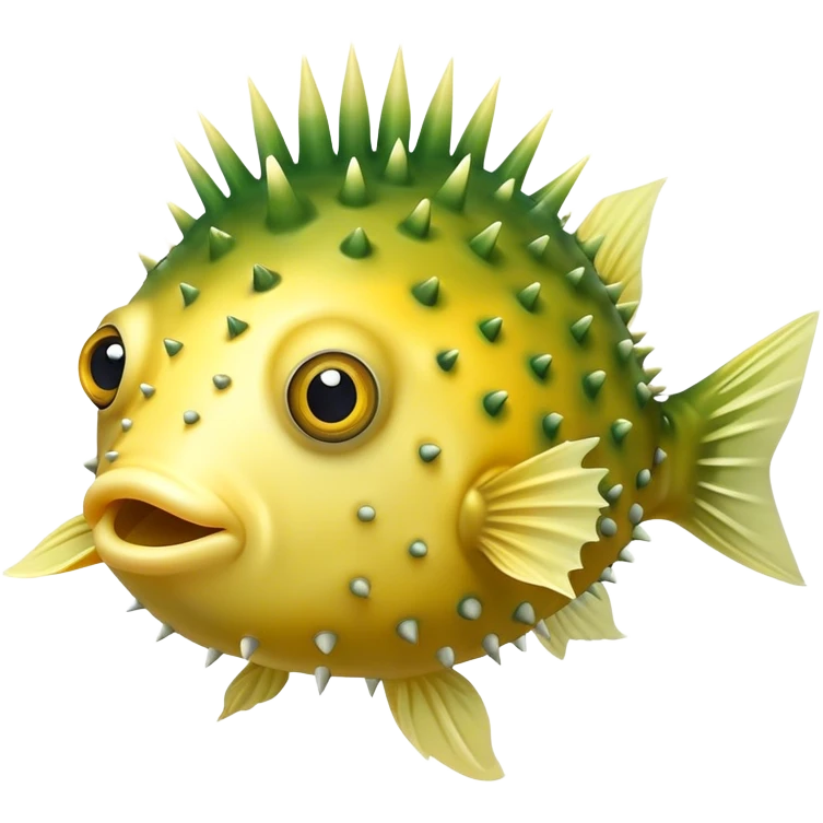 Cute puffer fish that is light yellow and green emoji