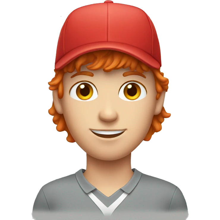 Red haired teenager golfer with hat emoji
