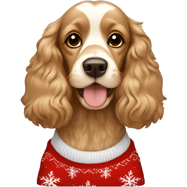 Light brown Cocker spaniel wearing Christmas jumper  emoji