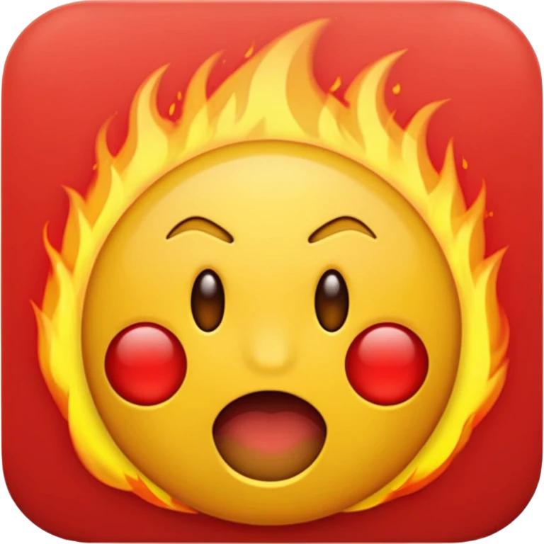 Crée moi un emoji qui crache du feu par la bouche et qui est en colère avec le front tout rouge et les emoji normal jaune là tout rond emoji